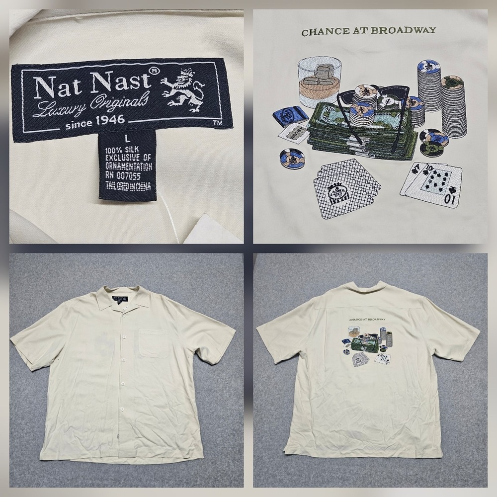 Nat Nast Ltd Ed Luxury Originals Chance At Broadway   Silk Shirt L Design #188
